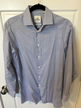 Ben Sherman Blue and White Micro-Check Dress Shirt